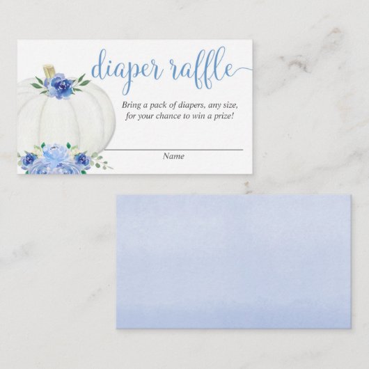 Pompoenblauw jongetje elegante herfst luier loteri informatiekaartje (Voorkant / Achterkant)