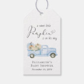 Pompoenblauw  Truck Baby Boy Shower Cadeaulabel (Voorkant)