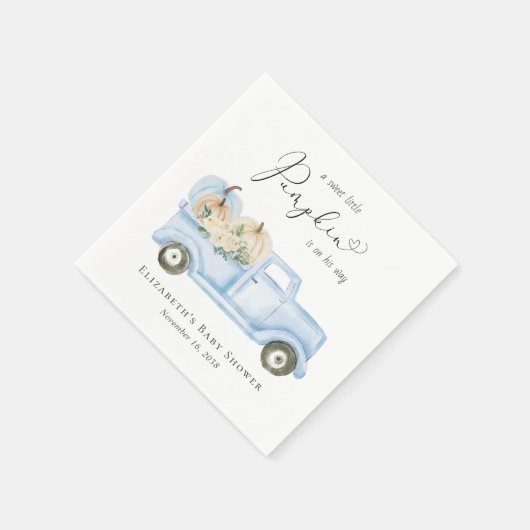 Pompoenblauw  Truck Baby Boy Shower Servet (Hoek)
