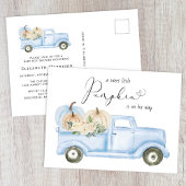 Pompoenblauw  Truck Baby Boy Shower Uitnodiging Briefkaart