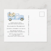 Pompoenblauw  Truck Baby Boy Shower Uitnodiging Briefkaart (Achterkant)