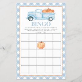Pompoenblauw truck Baby shower Bingo Flyer