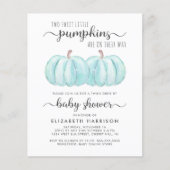 Pompoenblauw tweelingstation per Baby shower (Voorkant)