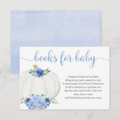 Pompoenblauw wit bloemenjongensboeken voor baby en informatiekaartje (Voorkant / Achterkant)