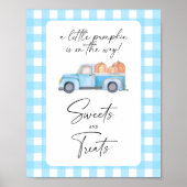 Pompoenblauwe truck - snoep en traktaties baby sho poster (Voorkant)