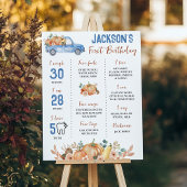 Pompoenblauwe vrachtwagen 1e verjaardag mijlpaal t poster