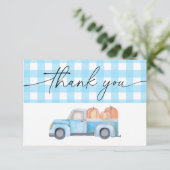 Pompoenblauwe vrachtwagen bedankt (Staand voorkant)