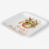 Pompoenbloem boeket Baby shower Papieren Bordje (Gebogen)