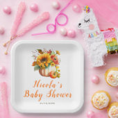 Pompoenbloem boeket Baby shower Papieren Bordje (Feest)