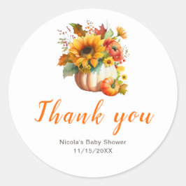 Pompoenbloem boeket Baby shower Ronde Sticker