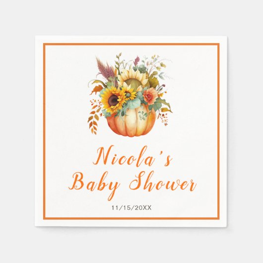 Pompoenbloem boeket Baby shower Servet (Voorkant)