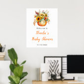 Pompoenbloem Boeket Baby shower Welkomstbord Poster (Thuiskantoor)