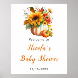 Pompoenbloem Boeket Baby shower Welkomstbord Poster