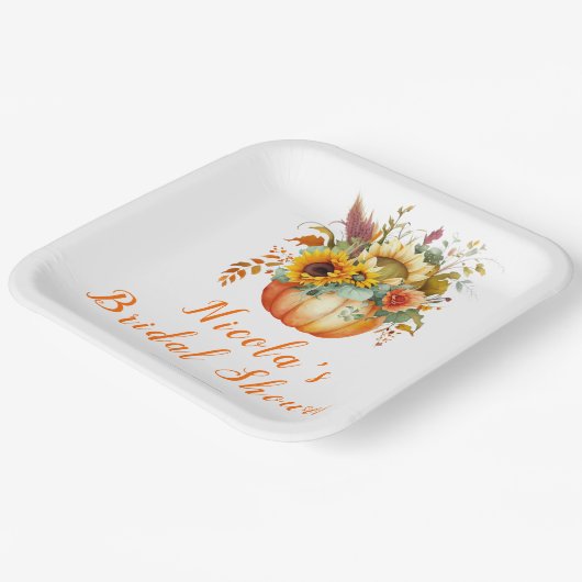 Pompoenbloem boeket Vrijgezellenfeest Papieren Bordje (Gebogen)