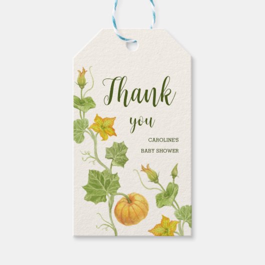 pompoenbloem botanisch cadeaulabel (Voorkant)