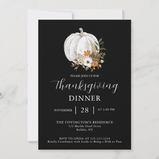 Pompoenbloem Thanksgiving Diner Kaart (Voorkant)