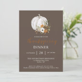 Pompoenbloem Thanksgiving Diner Kaart (Staand voorkant)