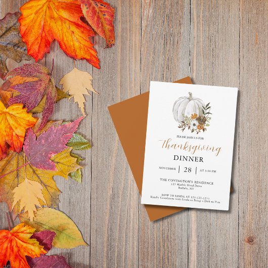 Pompoenbloem Thanksgiving Diner Kaart