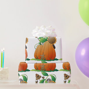 Pompoenbloemen en bijen cadeaupapier
