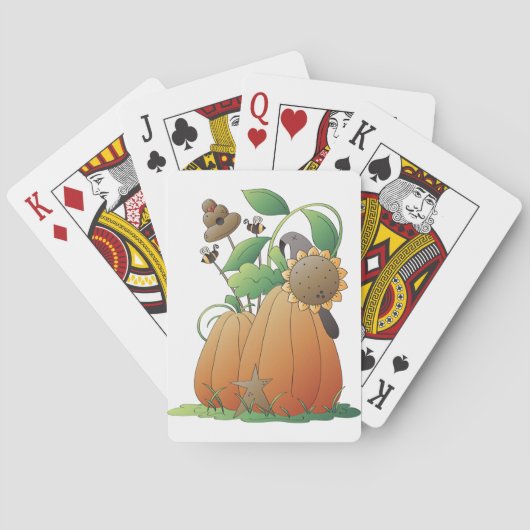 Pompoenbloemen en bijen pokerkaarten (Achterkant)