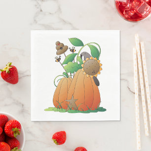 Pompoenbloemen en bijen servet