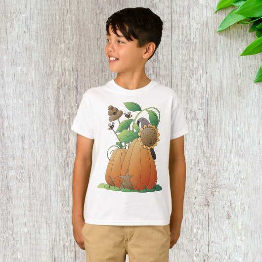 Pompoenbloemen en bijen t-shirt