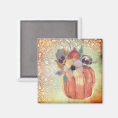 Pompoenbloemen en kant oranje goud paarse magneet (Voorkant / Achterkant)