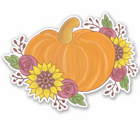 Pompoenbloemen herfst herfst mooi verfd sticker (Voorkant)