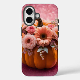 Pompoenbloemen Roze Glitter iPhone 16 Hoesje