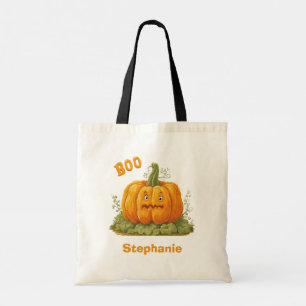 Pompoenboek met aangepaste naam tote bag