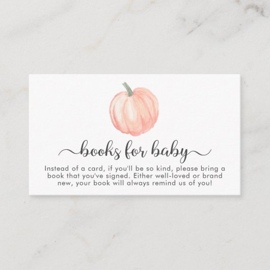 Pompoenboeken voor Baby shower Informatiekaartje (Voorkant)
