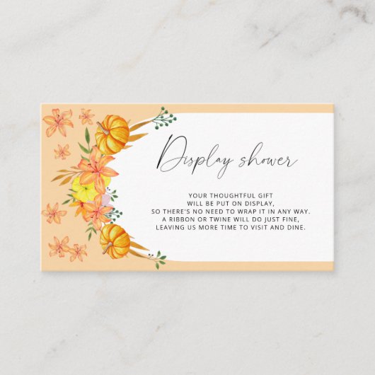 Pompoenboog - Display douche Informatiekaartje (Voorkant)