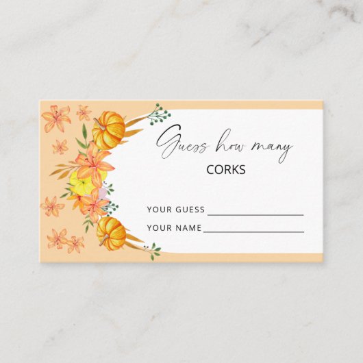 Pompoenboog - raad hoeveel kurken bruids spel informatiekaartje (Voorkant)