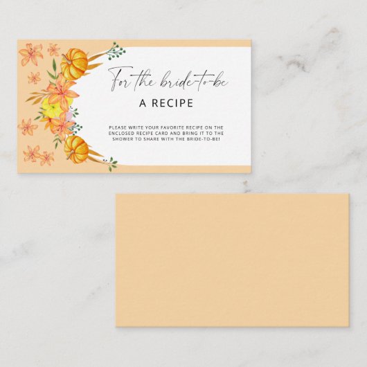 Pompoenboog Recept voor de bruid om te zijn Informatiekaartje (Voorkant / Achterkant)