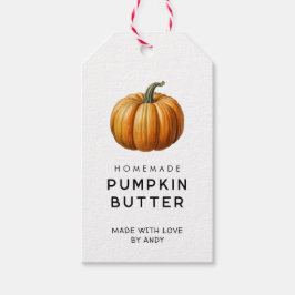 Pompoenboter cadeaukaartje met vintage pompoen cadeaulabel