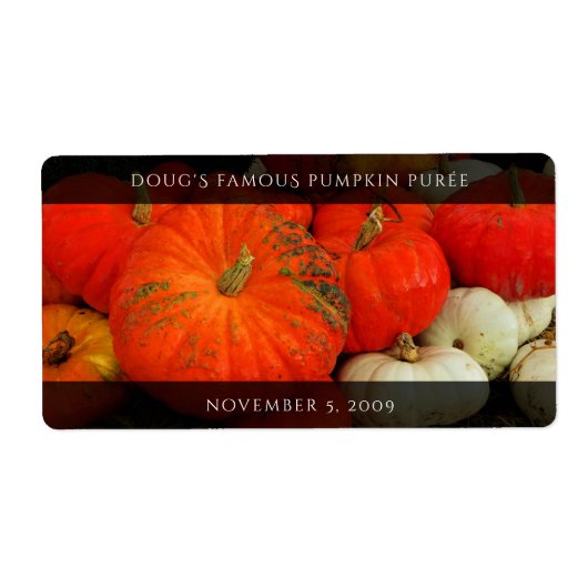 Pompoenboter / Preserve / Puree Food Jar Etiket (Voorkant)