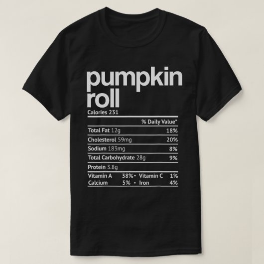 Pompoenbroodje Voeding Feiten Grappige Thanksgivin T-shirt (Design voorkant)
