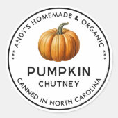 Pompoenchutney inmaakvoedsetiket ronde sticker (Voorkant)