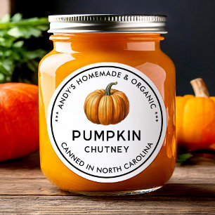 Pompoenchutney inmaakvoedsetiket ronde sticker