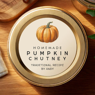 Pompoenchutney zelfgemaakte recept inmaaklabel ronde sticker