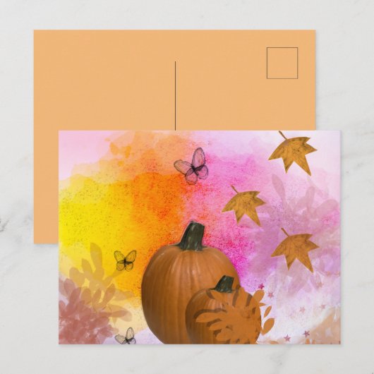 pompoencollage briefkaart (Voorkant / Achterkant)