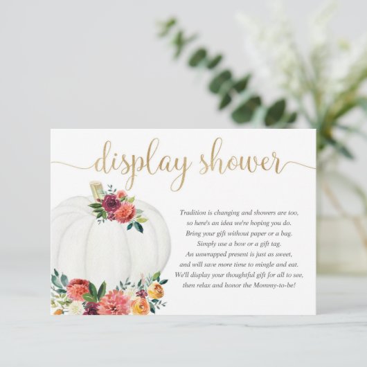 Pompoendisplay, genderneutraal herfst floral informatiekaartje (Staand voorkant)