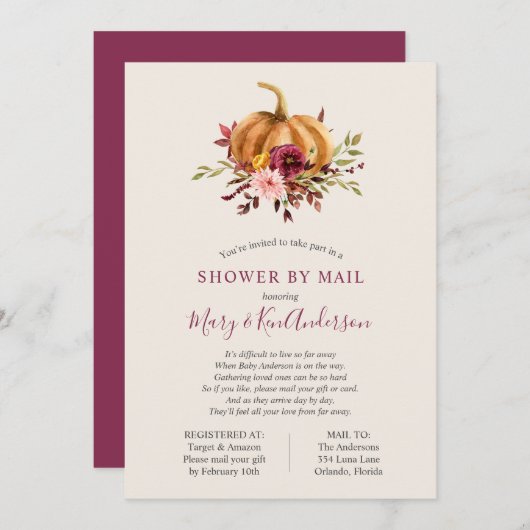 Pompoendouche per post kaart (Voorkant / Achterkant)