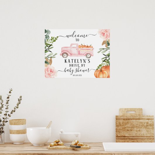Pompoendrive op Baby shower Welkomstbord Poster (Keuken)