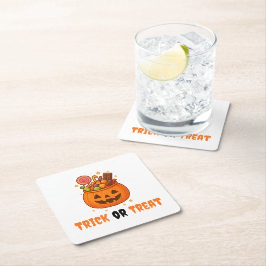 Pompoenemmer Vol Zoet - Halloween Kartonnen Onderzetters (Insitu)