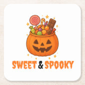 Pompoenemmer Vol Zoet - Halloween Kartonnen Onderzetters (Voorkant)