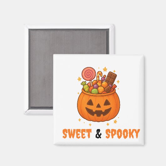 Pompoenemmer Vol Zoet - Halloween Magneet (Voorkant / Achterkant)