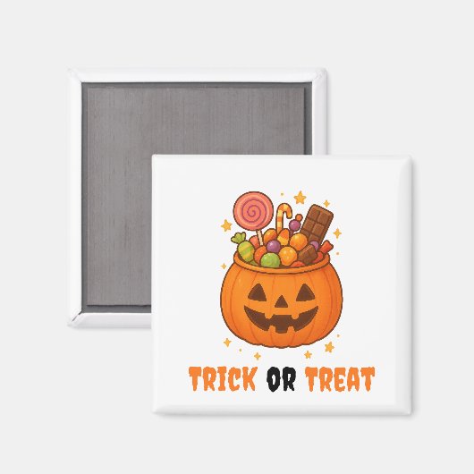 Pompoenemmer Vol Zoet - Halloween Magneet (Voorkant / Achterkant)