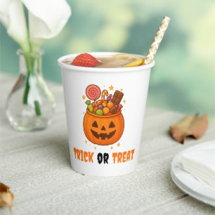 Pompoenemmer Vol Zoet - Halloween Papieren Bekers