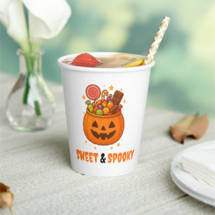 Pompoenemmer Vol Zoet - Halloween Papieren Bekers